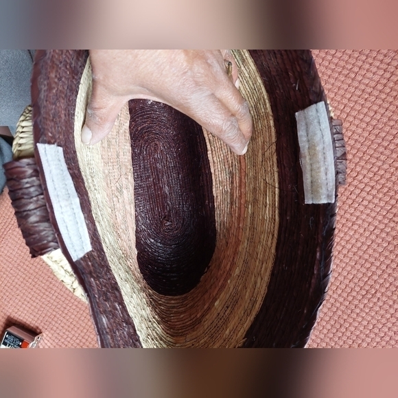 Vintage 80s Ombre Tri-Coloured Striped Straw Satchel Bag - Picture 5 of 8